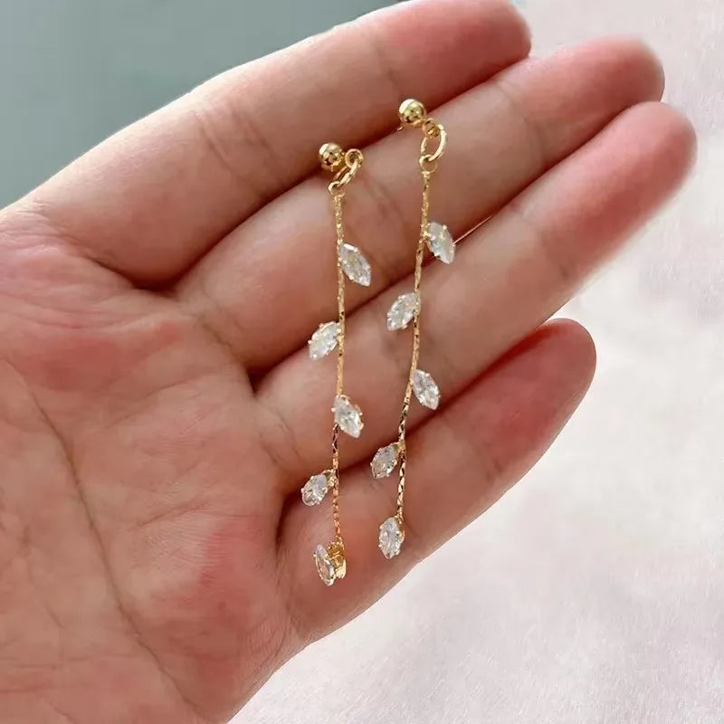 Sovict Black Tassel Drop Earrings