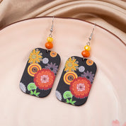 Sovict Black Floral Drop Earrings