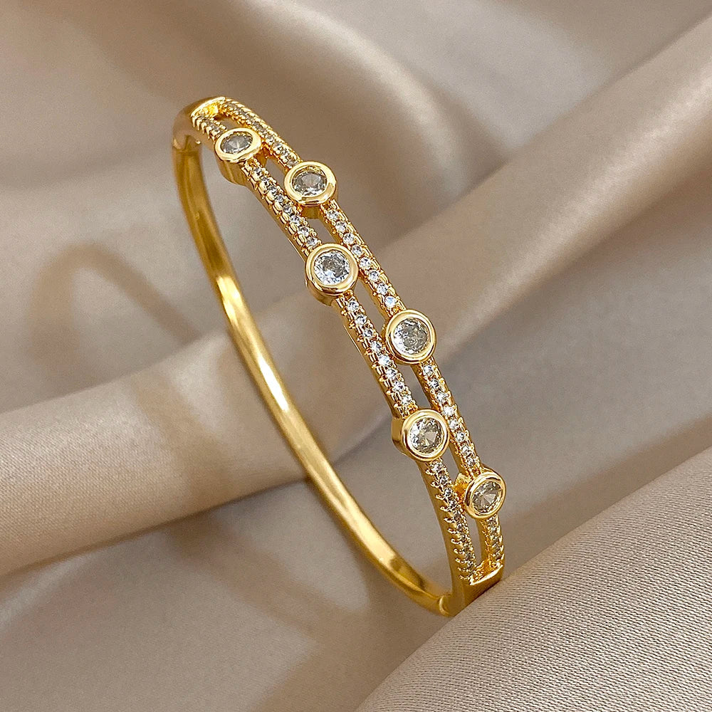 Sovict Double Rhinestone Bangle