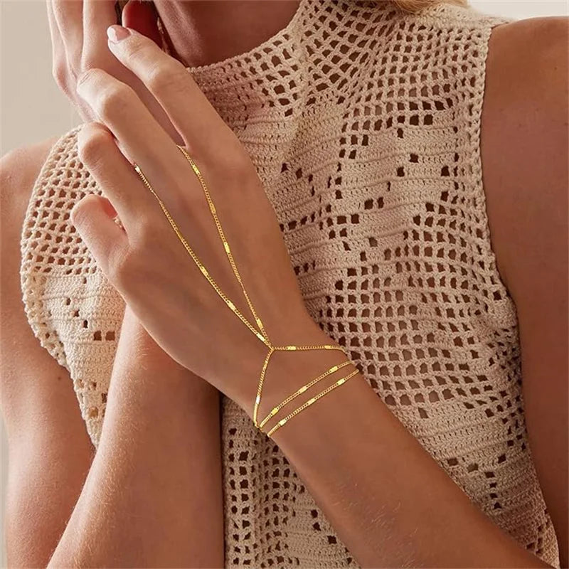 Sovict Hand Chain Ring Bracelet