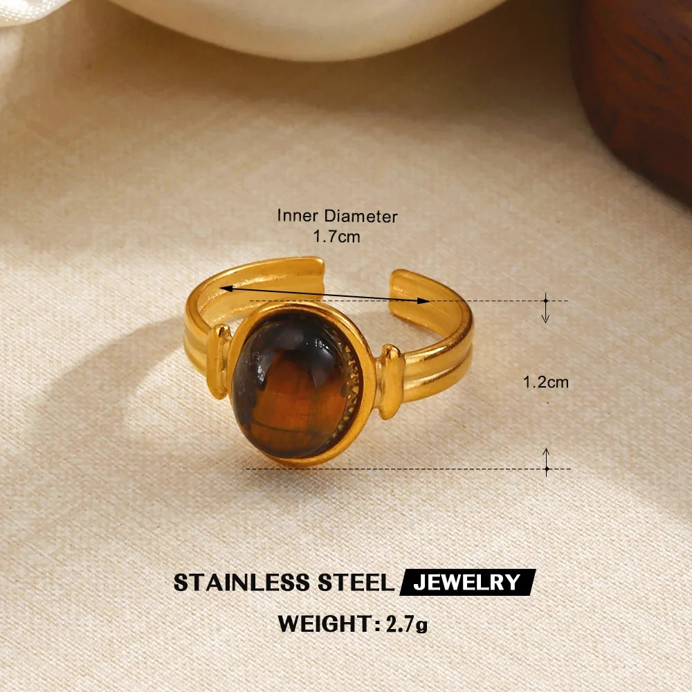 Sovict Tiger Eye Adjustable Ring