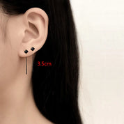 Sovict Black Tassel Drop Earrings