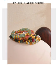 Yhpup Colorful Natural Stone Beads Chain Handmade Bracelet Bangle Waterproof Bohemia Stainless Steel Y2K Trendy Jewelry Gift