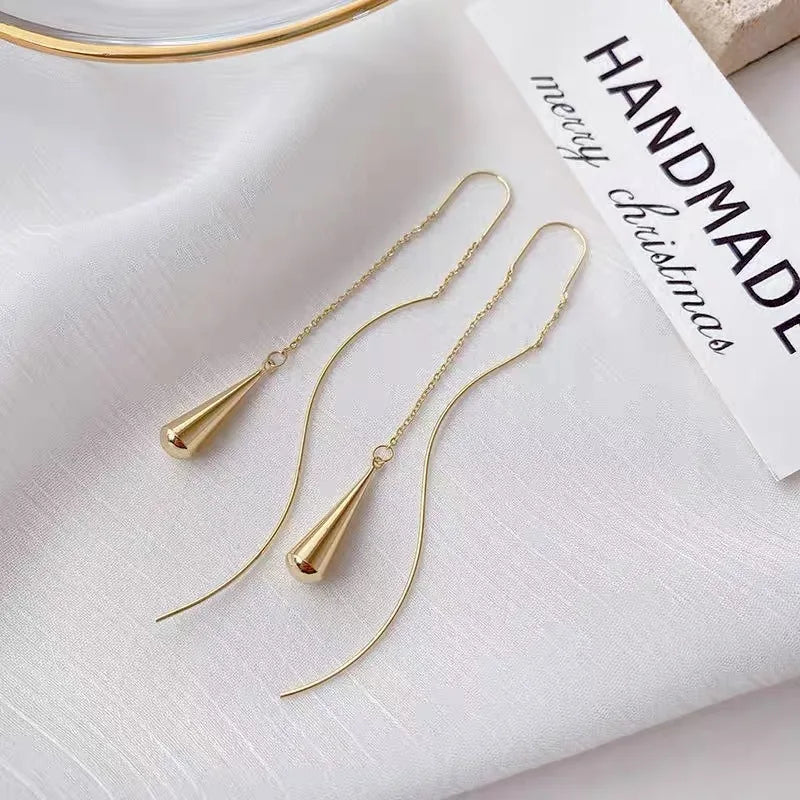 Sovict Black Tassel Drop Earrings