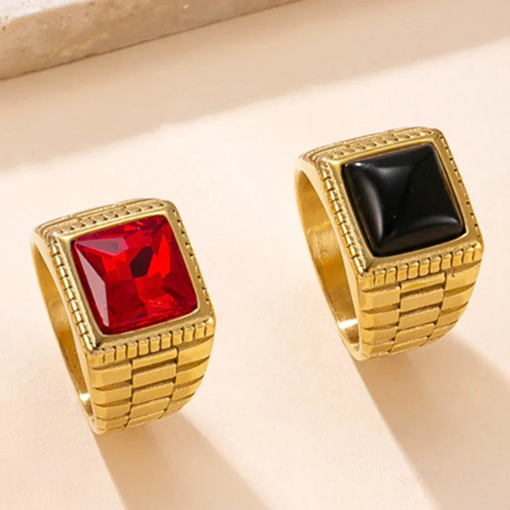 Sovict Red CZ Square Ring