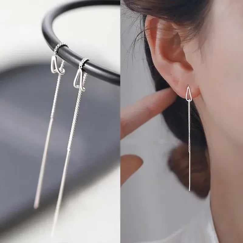 Sovict Black Tassel Drop Earrings