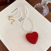 Sovict Red Crystal Heart Necklace