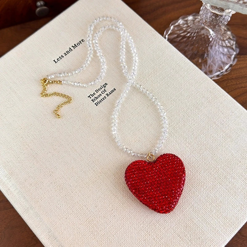 Sovict Red Crystal Heart Necklace
