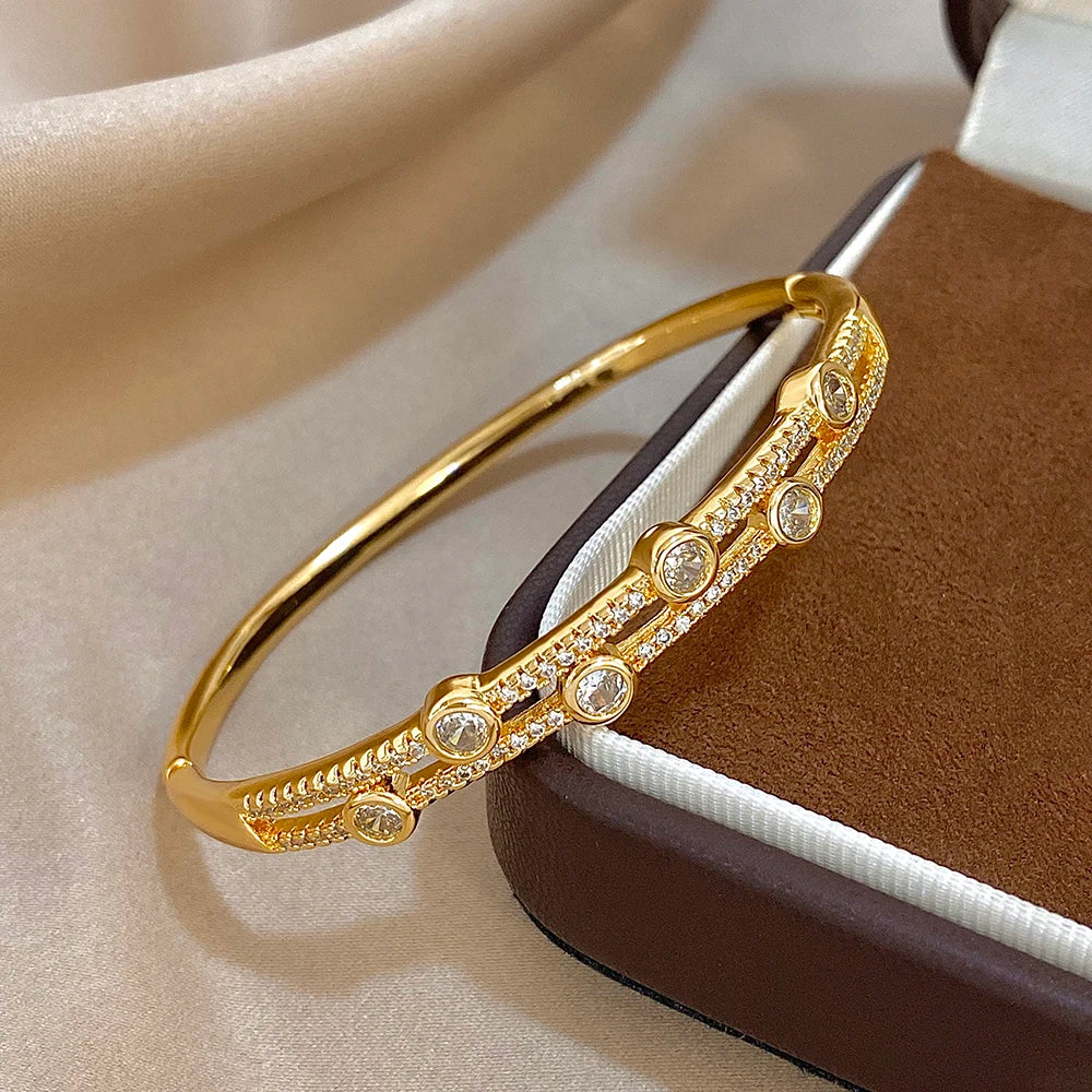 Sovict Double Rhinestone Bangle