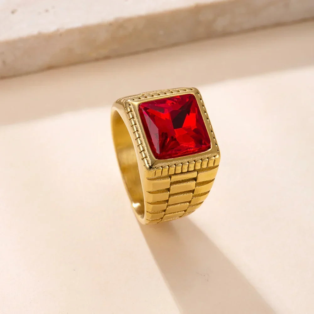 Sovict Red CZ Square Ring