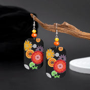 Sovict Black Floral Drop Earrings