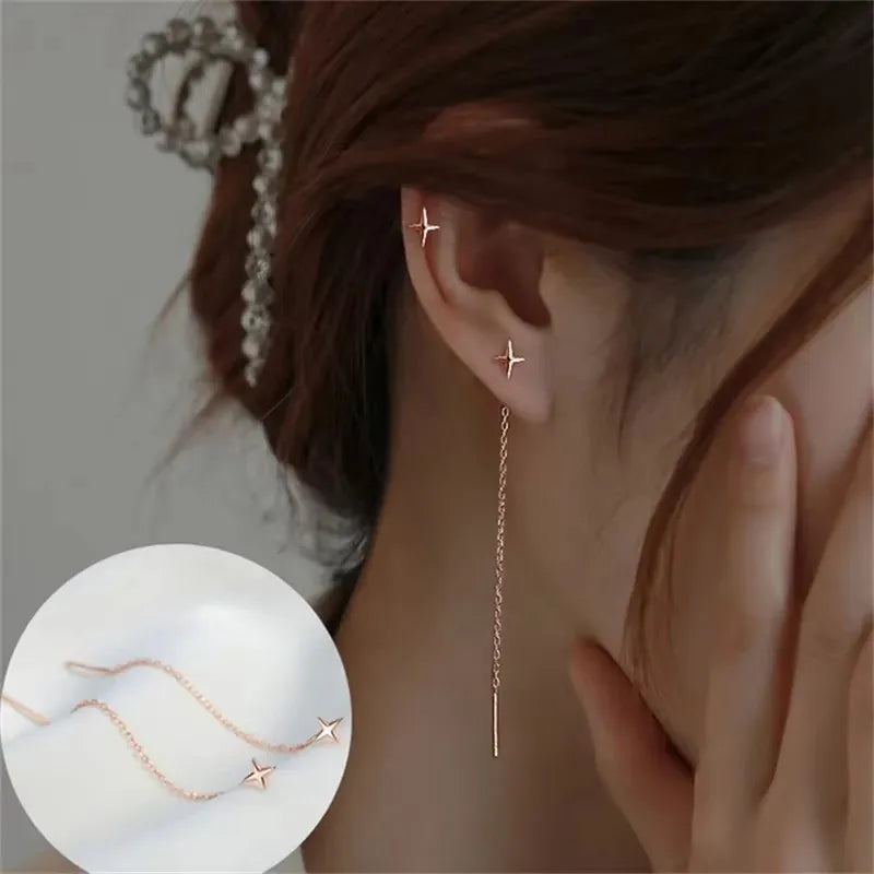 Sovict Black Tassel Drop Earrings