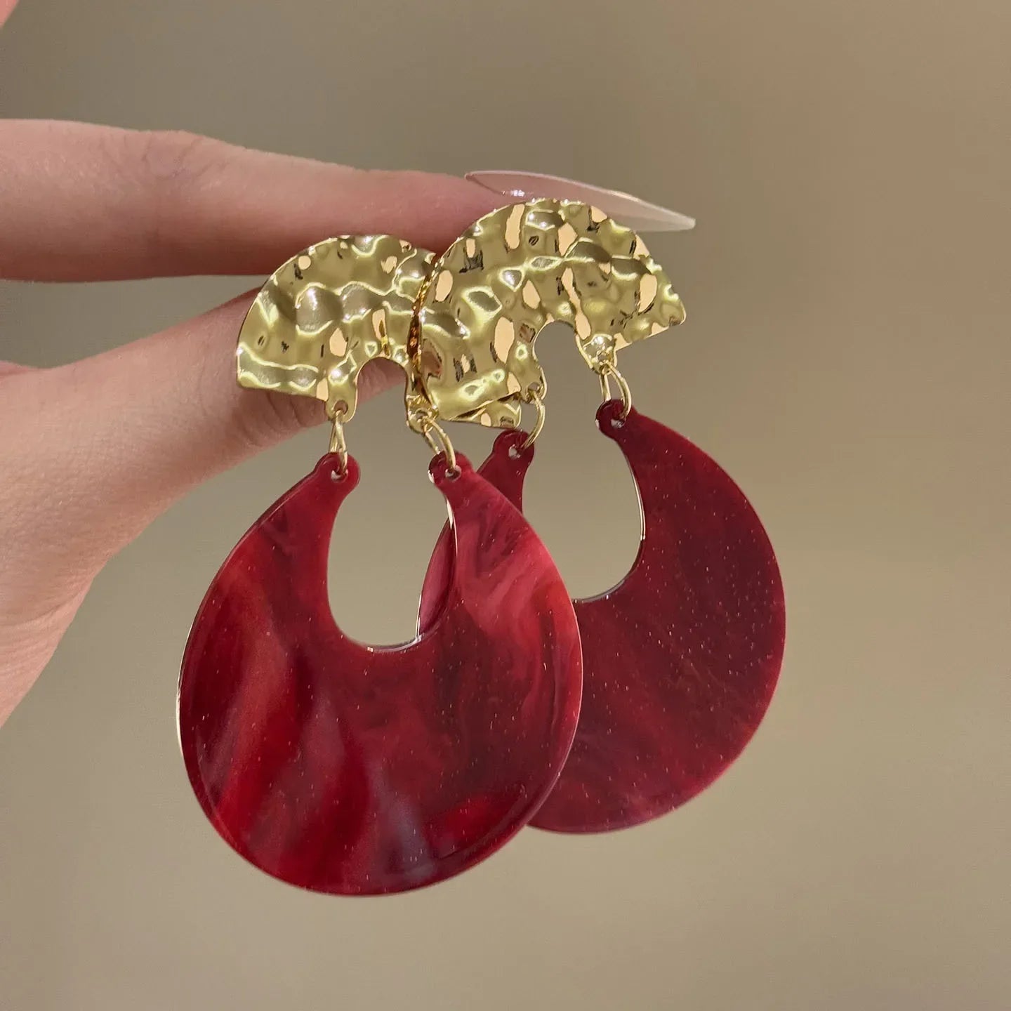 Sovict Bold Red Statement Earrings