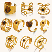 Sovict Tiger Eye Adjustable Ring