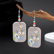 Sovict Black Floral Drop Earrings