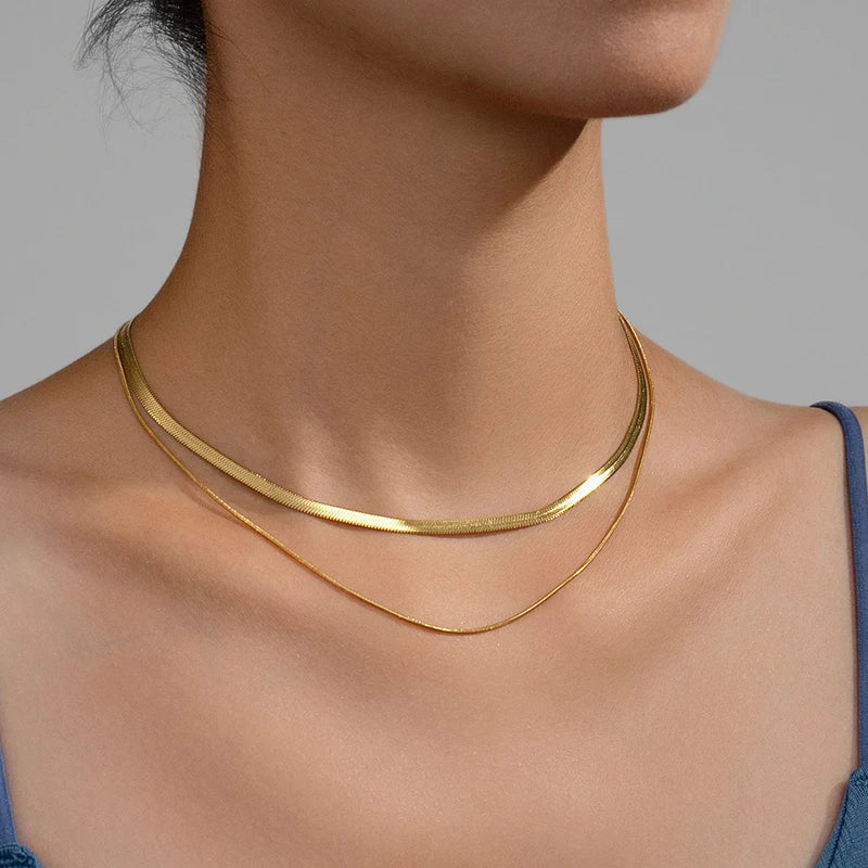 Sovict Flat Snake Chain Necklace