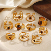 Sovict Tiger Eye Adjustable Ring