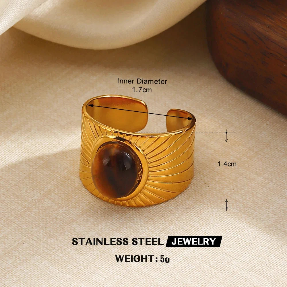 Sovict Tiger Eye Adjustable Ring