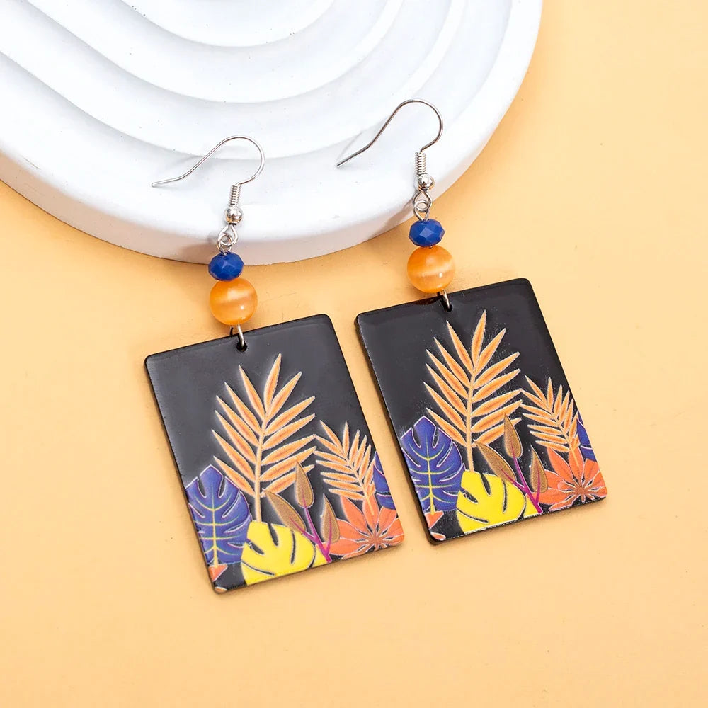 Sovict Black Floral Drop Earrings