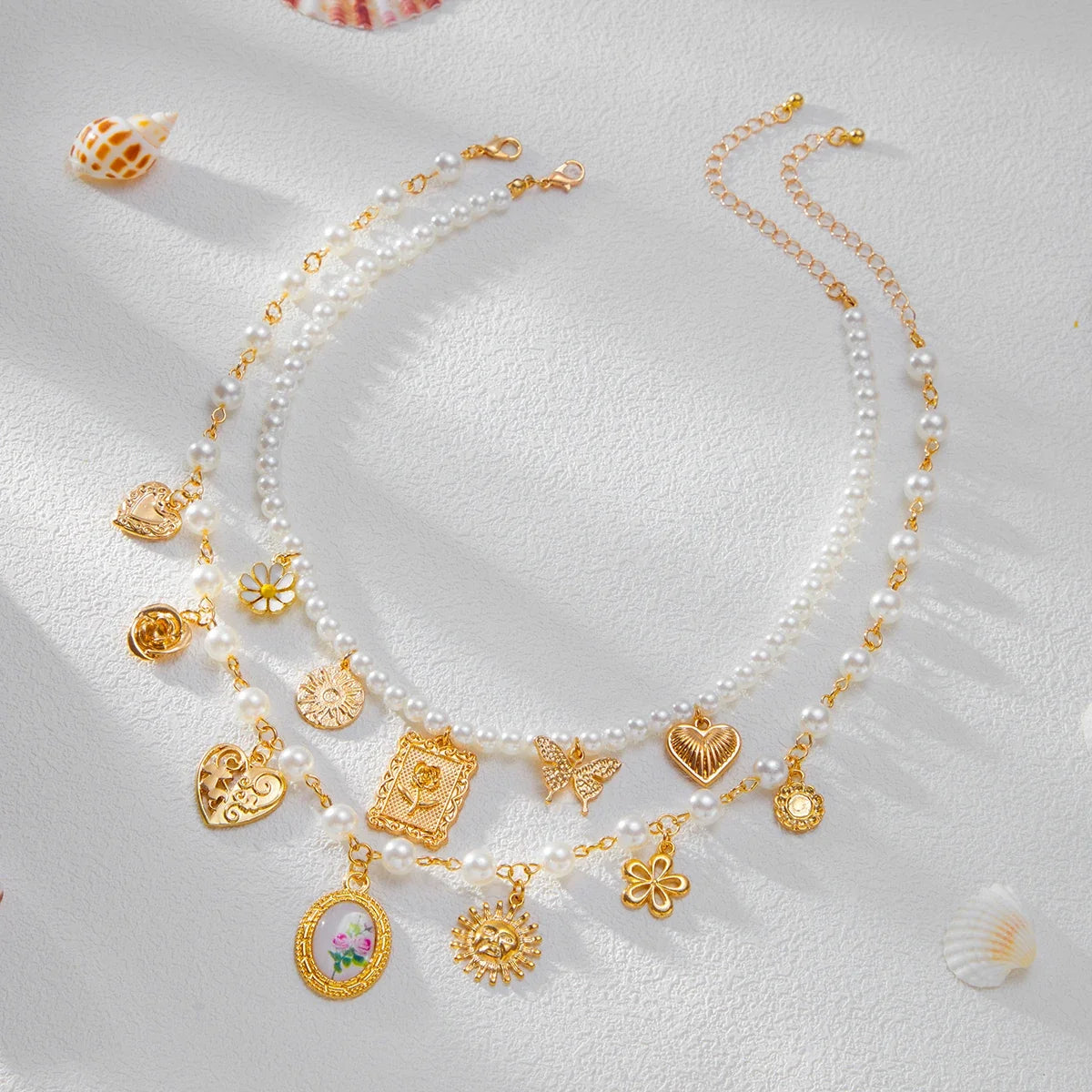 Sovict Butterfly Pearl Necklace Duo