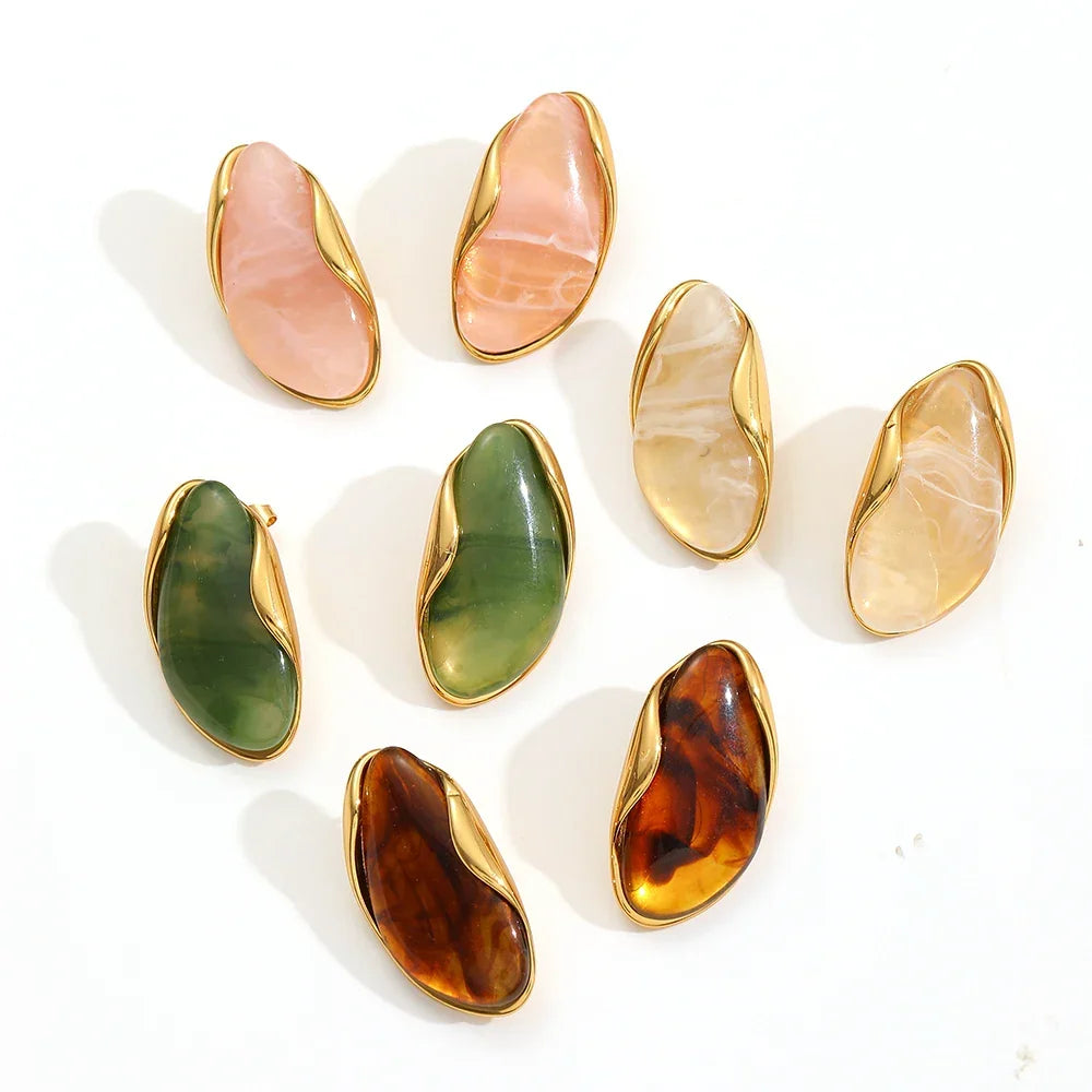 Sovict Brown Resin Geo Earrings