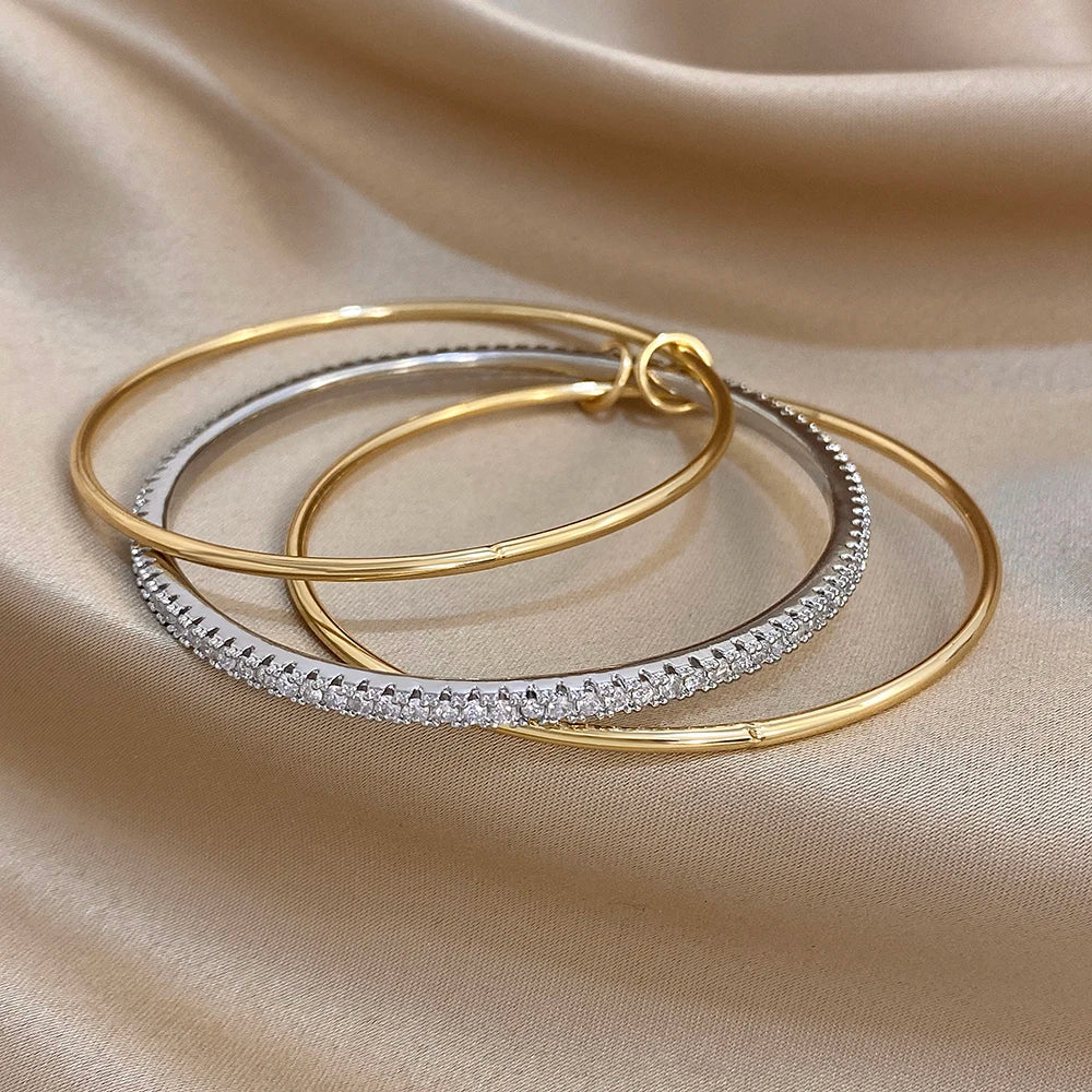 Sovict Two Tone Rhinestone Bangles