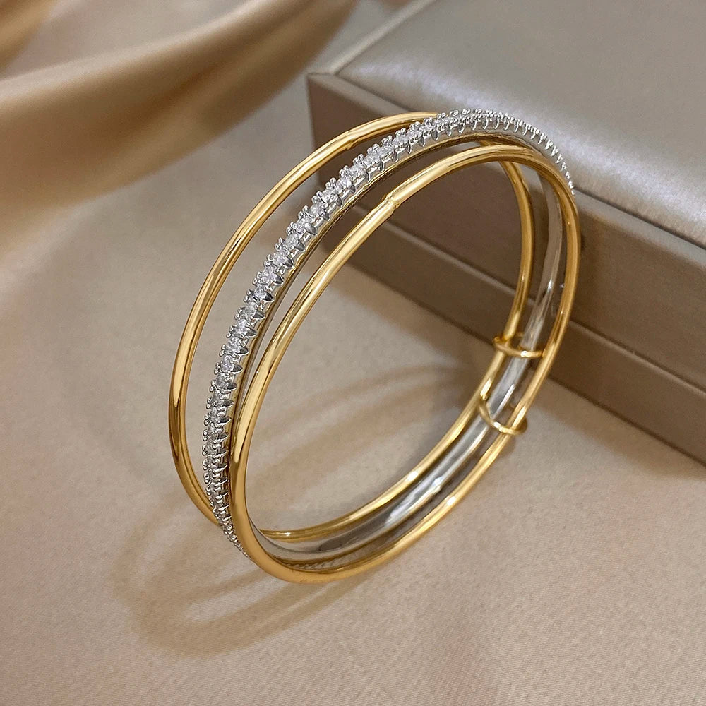 Sovict Two Tone Rhinestone Bangles