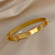 Sovict Flower Rhinestone Cuff