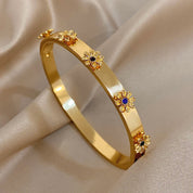 Sovict Flower Rhinestone Cuff