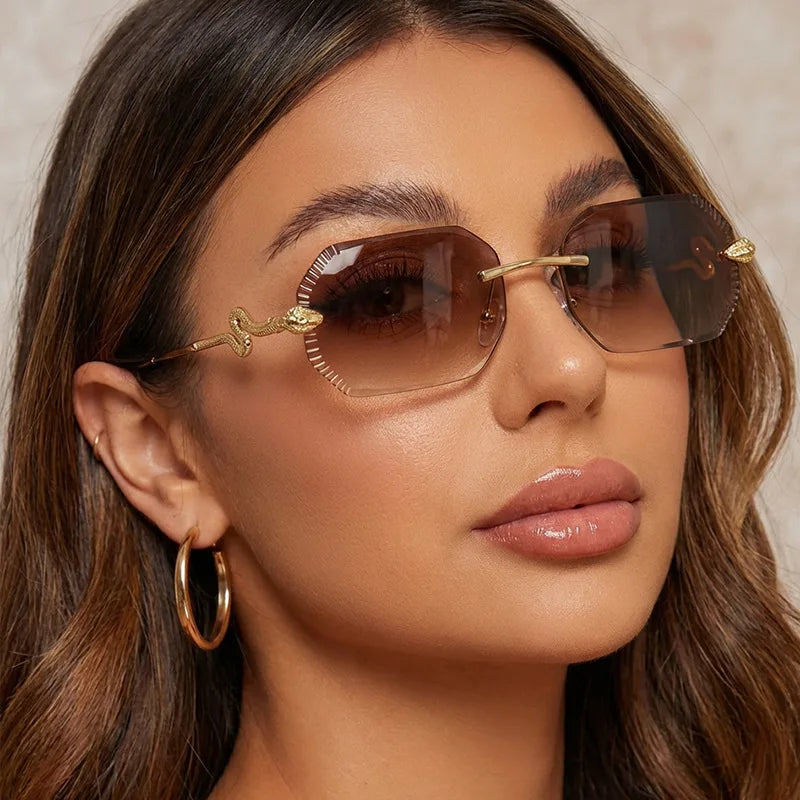 Zovict Serpent Rimless Sunglasses by Zovict