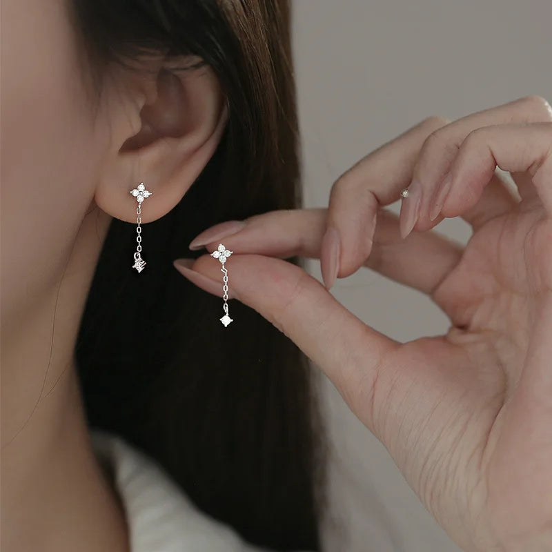 Sovict Black Tassel Drop Earrings