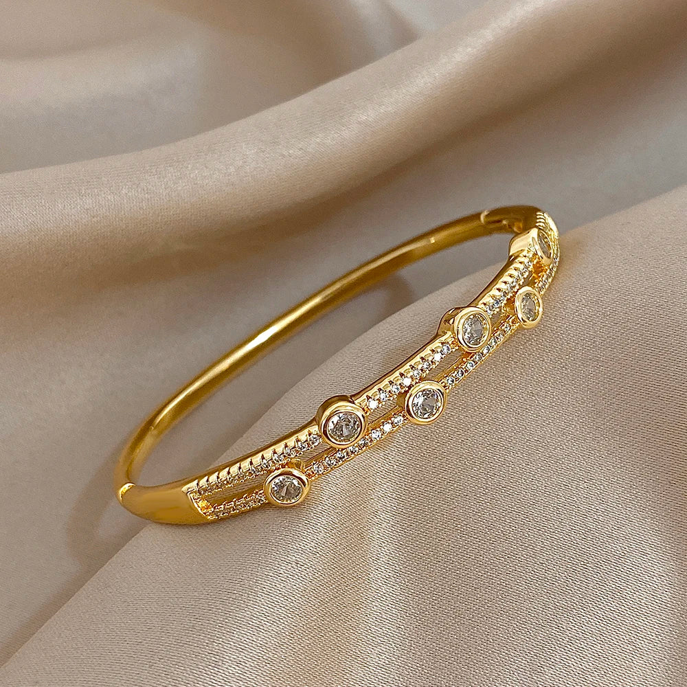 Sovict Double Rhinestone Bangle