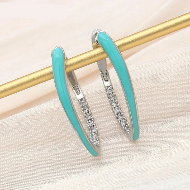 Sovict Emerald Enamel Drop Earrings
