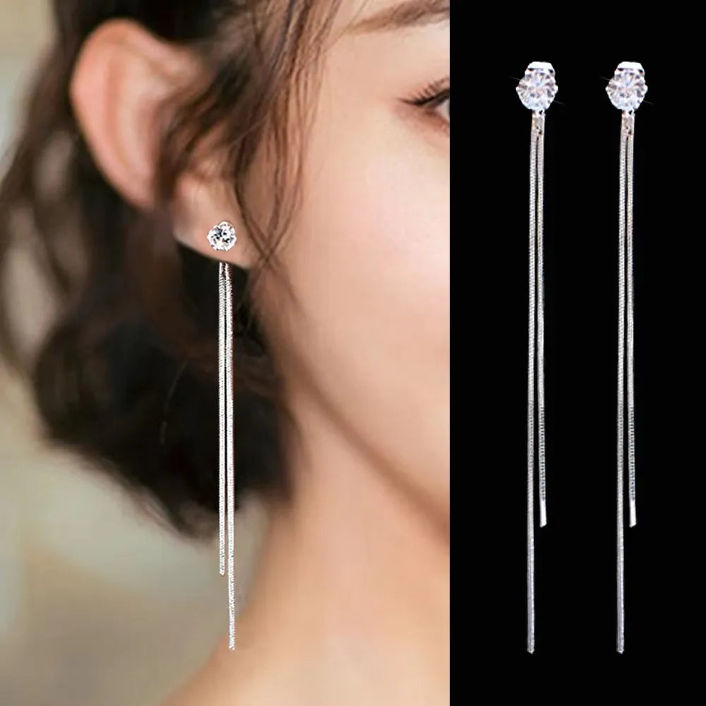 Sovict Black Tassel Drop Earrings
