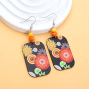 Sovict Black Floral Drop Earrings