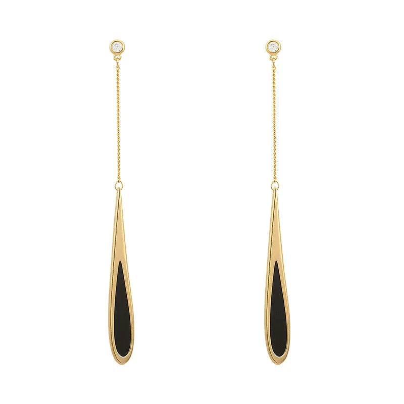Sovict Black Tassel Drop Earrings