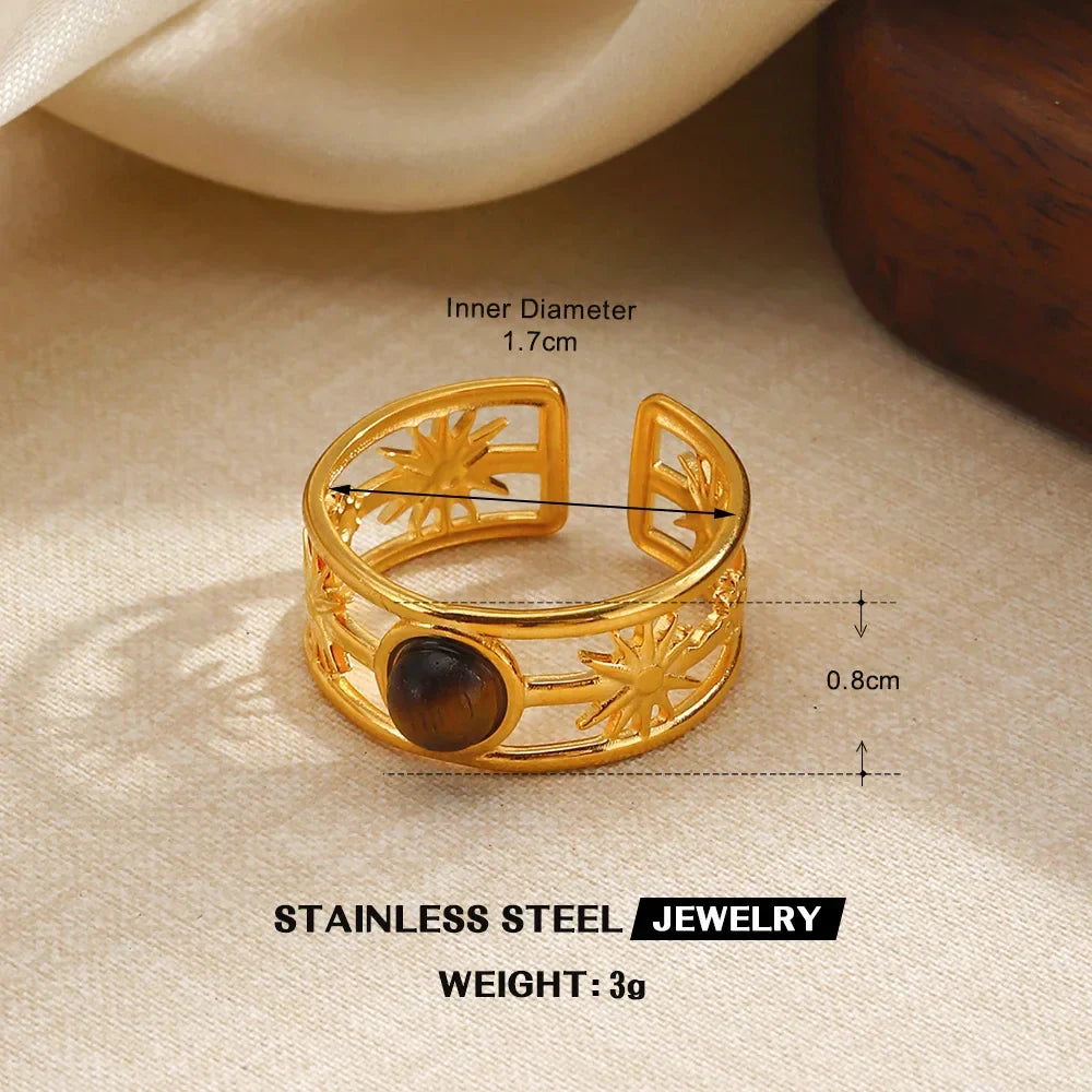 Sovict Tiger Eye Adjustable Ring